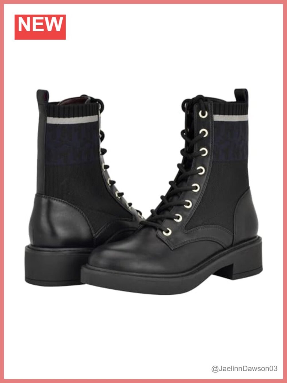 Faux Leather Mid-Calf Combat Boots Wingtip Block Heel Pull Tab